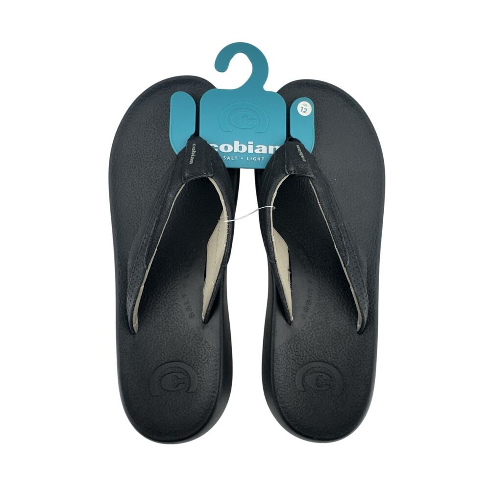 Cobian DRT Salt & Light Flip Flop Sandals Black Leather Men's Size 12